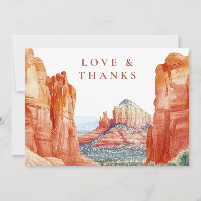 Cartão De Agradecimento Desert Mountain Wedding Photo Thank You Card (Frente)