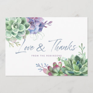 Cartão De Agradecimento Deserto De Aquarela Sucultivos A Cactus Obrigado