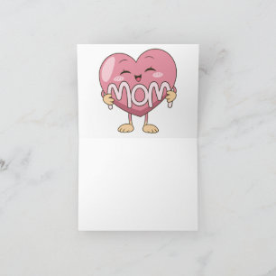 Cartão De Agradecimento Design de Abraço de Coração de Mãe Kawaii