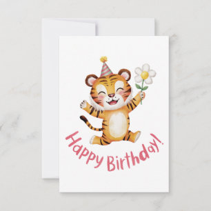 Cartão De Agradecimento Design de Aniversário de Tigre Divertido com Marga