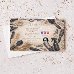 Cartão De Agradecimento Design de Cabelereiro Floral Elegante