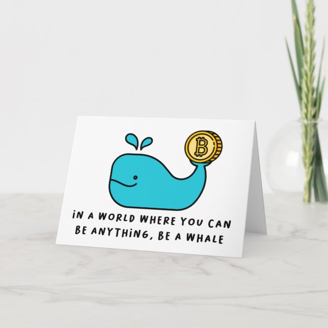 Cartão De Agradecimento Design de Cartoon Crypto Investor Bítalo Whale Fun (Frente)