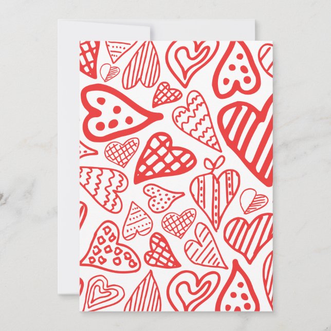 Cartão De Agradecimento "Design de Corações Desenhados à Mão | Whimsical e (Frente)