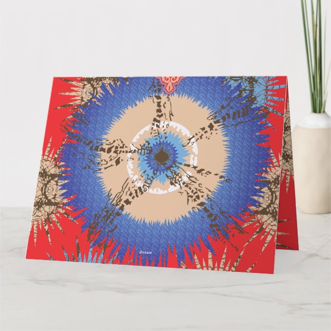 Cartão De Agradecimento design de fundo vermelho com círculo azul (Verso)