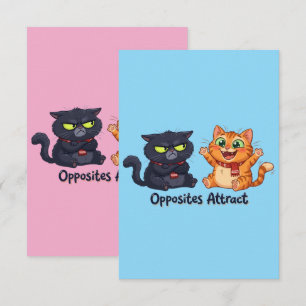 Cartão De Agradecimento Design de Gatos Fofos que Atraem Opostos
