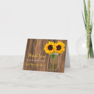 Cartão De Agradecimento Design de Jarra de Pedra Country Sunflower