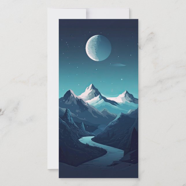 Cartão De Agradecimento Design de montanha e lua (Frente)