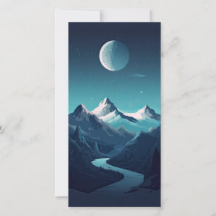 Cartão De Agradecimento Design de montanha e lua
