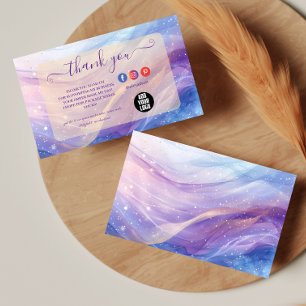 Cartão De Agradecimento Design de Onda Holográfica Pastel Etéreo