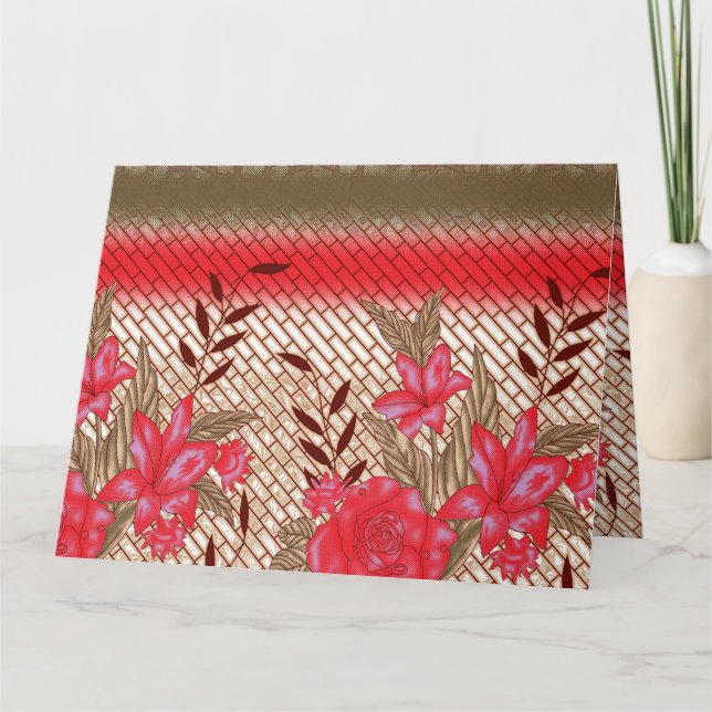 Cartão De Agradecimento Design de tecido de intricato com padrões florais (Frente)