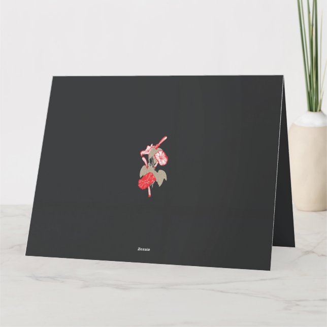 Cartão De Agradecimento design de uma flor vermelha sobre fundo branco (Verso)