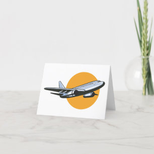 Cartão De Agradecimento Design de Viagem de Jato de Vintage de Avião Retro