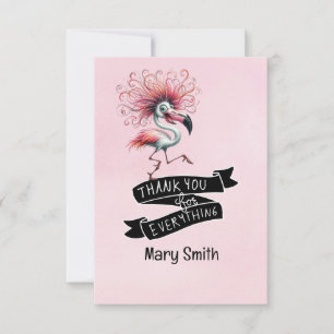 Cartão De Agradecimento Design Engraçado de Flamingo para festa