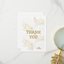 Cartão De Agradecimento Design Floral Luxuoso Dourado Elegante