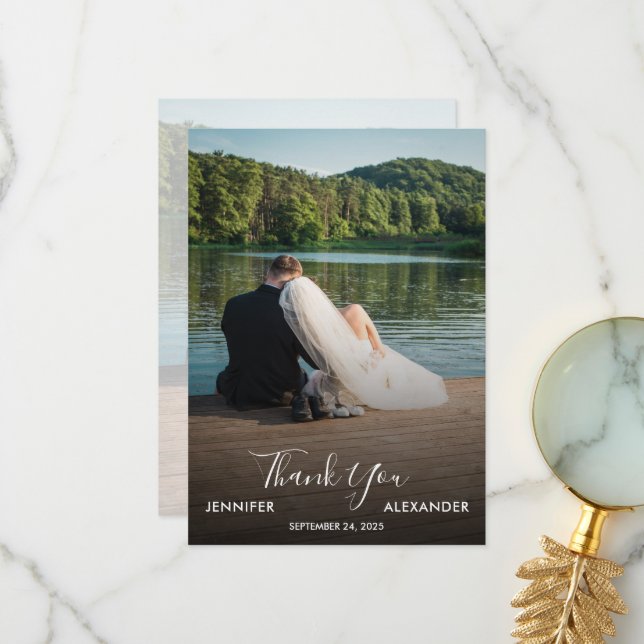 Cartão De Agradecimento Design your own photo Thank you Wedding card (Frente/Verso In Situ)