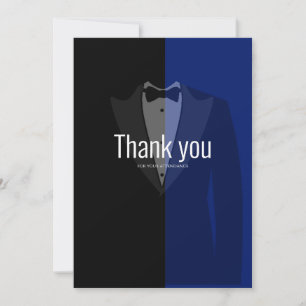 Cartão De Agradecimento Despedida de solteiro azul preto de smoking