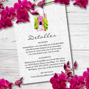 Cartão De Agradecimento Detalhes do Casamento na Capela Rosa em Aquarela E