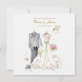 Cartão De Agradecimento Detalhes personalizados Noiva & Noivo 