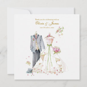 Cartão De Agradecimento Detalhes personalizados Noiva & Noivo