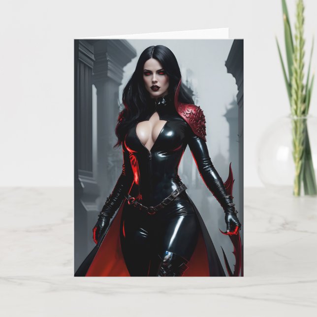 Cartão De Agradecimento Deusa Gótica/Cartão de Saudação Rainha (Frente)