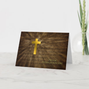 Cartão De Agradecimento Dia da apreciação do pastor - cruz Dourado cristã