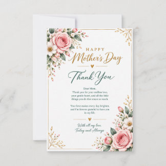 Cartão De Agradecimento Dia das Mães Floral Elegante | dia das mães