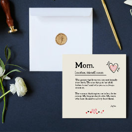 Cartão De Agradecimento Dia de as mães de dicionário da mãe de coração bon