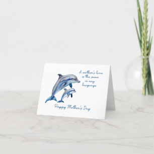 Cartão De Agradecimento Dia de as mães Dolphin Animal Mãe e Bebê
