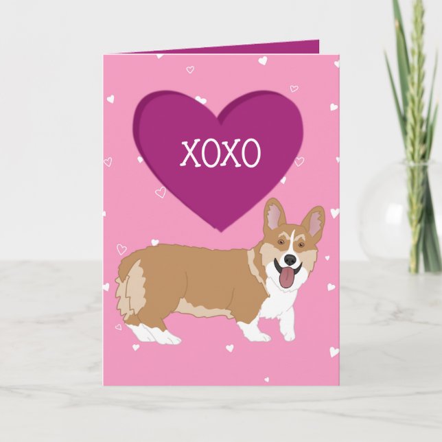 Cartão De Agradecimento Dia de os namorados Corgi XOXO (Frente)