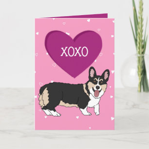 Cartão De Agradecimento Dia de os namorados Corgi XOXO