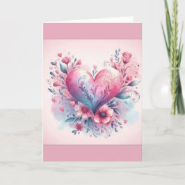 Cartão De Agradecimento Dia de os namorados Placa Flores Rosa Coração Rosa