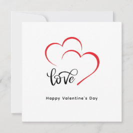 Cartão De Agradecimento Dia de São Valentim Preto Vermelho com Marca Perso