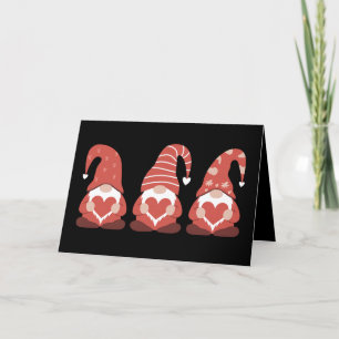 Cartão De Agradecimento Dia de São Valentim Três Gnomos Lindos Segurando C