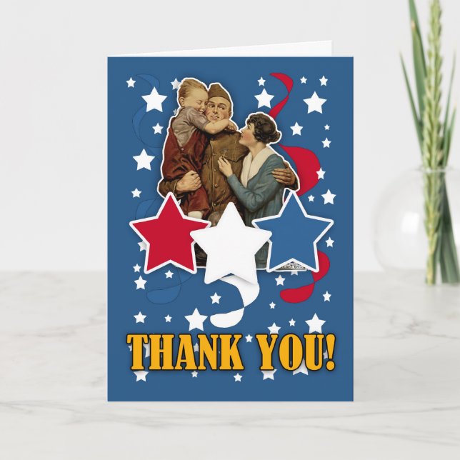 Cartão De Agradecimento dia do veterano - dia memorial obrigado-te (Frente)
