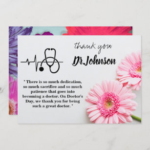 Cartão De Agradecimento Dia dos Médicos Florais Modernos de Margarida Rosa