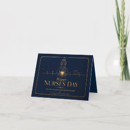 Cartão De Agradecimento Dia Feliz das Enfermeiras Luxo Dourado Enfermeira