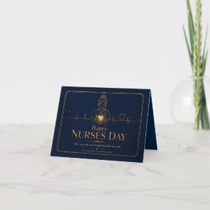 Cartão De Agradecimento Dia Feliz das Enfermeiras Luxo Dourado Enfermeira