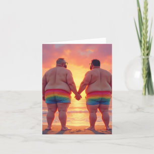 Cartão De Agradecimento dia gay lgbtq na praia amor é amor arco-íris