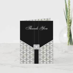 Cartão de Agradecimento Diamante de Renda Damask P