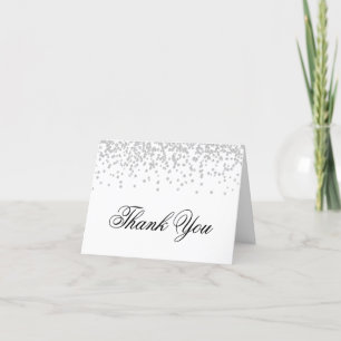 Cartão De Agradecimento Diamantes de Rhinestone Falso Prata Branco