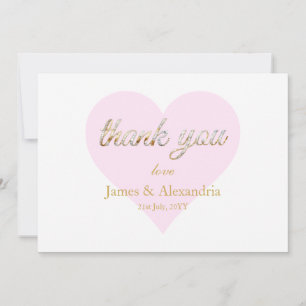 Cartão De Agradecimento Diamantes Personalizados Obrigado Coração Rosa