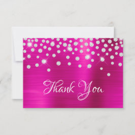 Cartão De Agradecimento Diamond Confetti Bright Pink Satin Ombre Foil