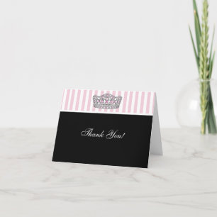Cartão De Agradecimento Diamond Tiara Pink Black Princess Thank You Cards