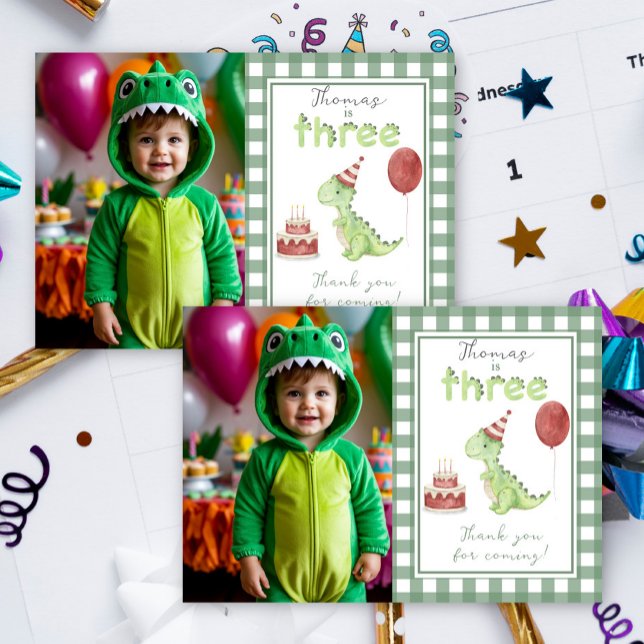 Cartão De Agradecimento Dinosaur 3rd Birthday thank You (Criador carregado)