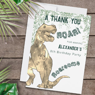 Cartão De Agradecimento Dinossaur Jungle 8ª Festa de aniversário Obrigado