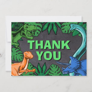 Cartão De Agradecimento Dinossauro Aniversário de criança Dino Trex Boy Ju