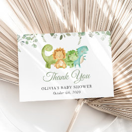 Cartão De Agradecimento Dinossauros Cons, T-Rex, Jurássicos, Chá de fralda