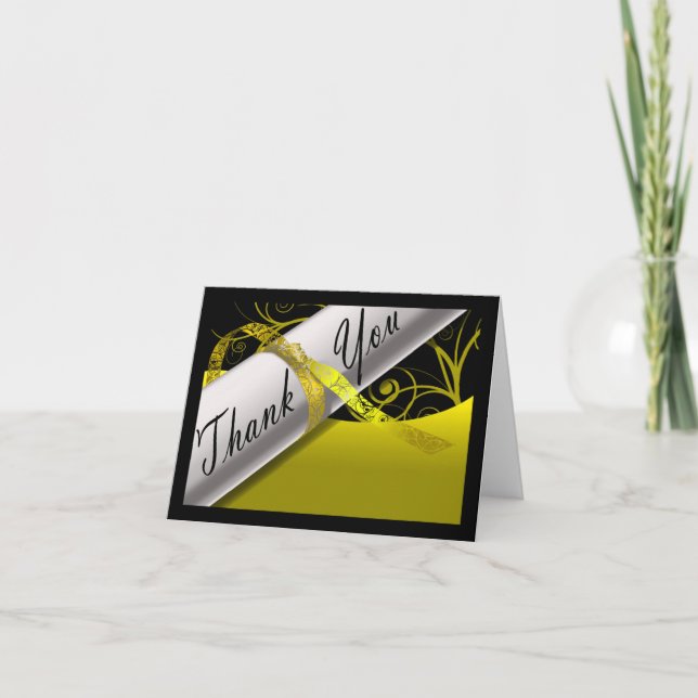 Cartão De Agradecimento Diploma Amarelo e Negro (Frente)