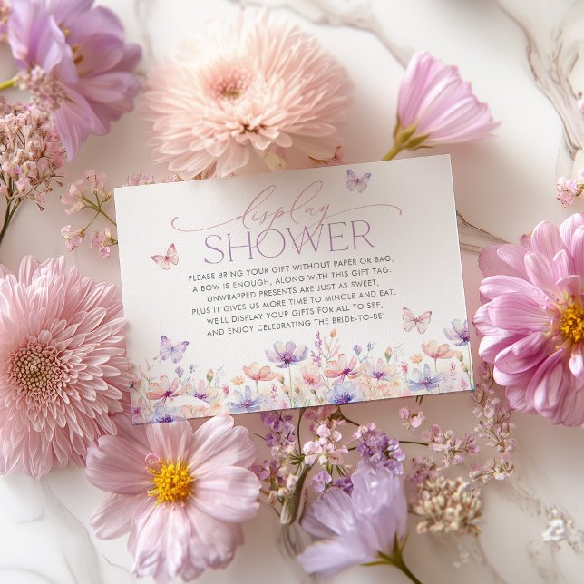 Cartão De Agradecimento Display Shower Card Wildflower Bridal Shower (Display Shower Card  Wildflower Bridal Shower butterfly design)