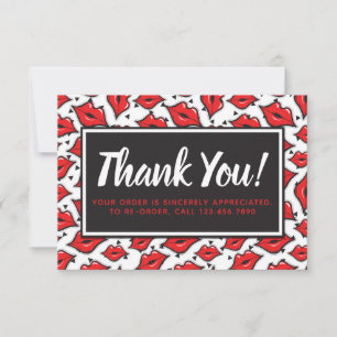 Cartão De Agradecimento Distribuidor de Lipstick Obrigado Lábios vermelho